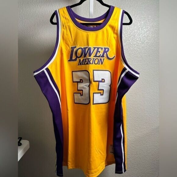 NWT Heqdgear Kobe Bryant #33 Lower Merion  High School Yellow Jersey - Size 7XL - Picture 1 of 6
